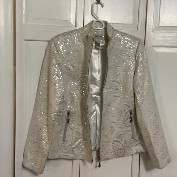 Chico's Jackets & Blazers - Chicos jacket white with silver pattern. Size 1